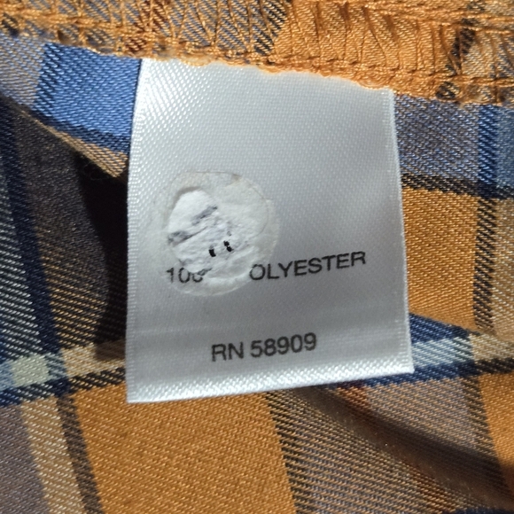 Roundtree & Yorke Outdoor Mens Orange Blue Plaid Button Down Shirt Size Large - Picture 7 of 8